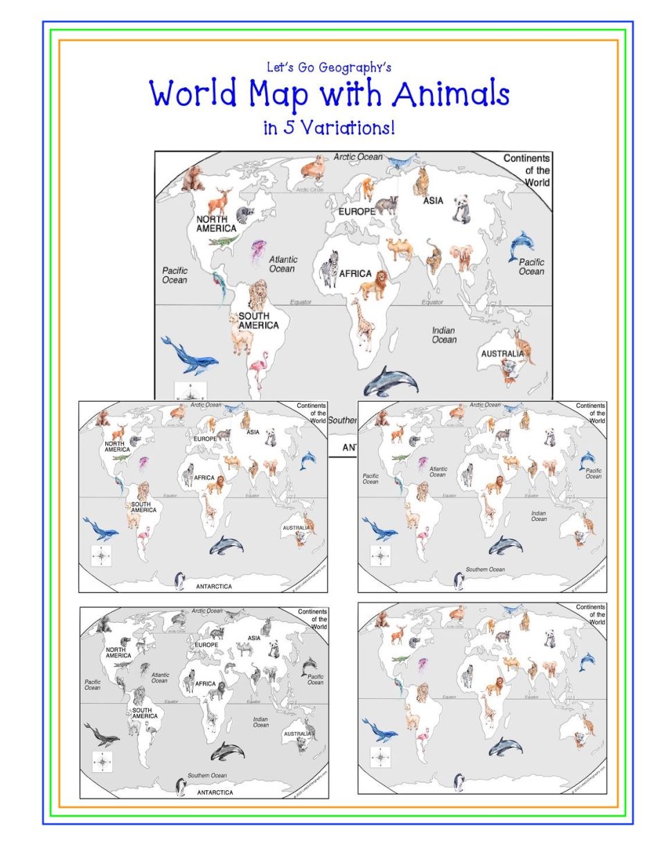 World Map with Animals