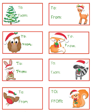 Christmas Gift Tags with Cute Animals