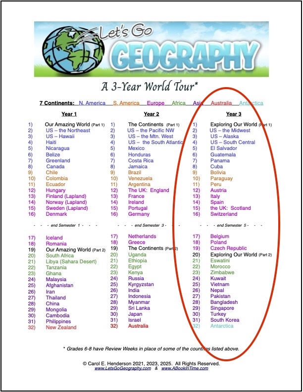 Let's Go Geography Schedule - Year 3